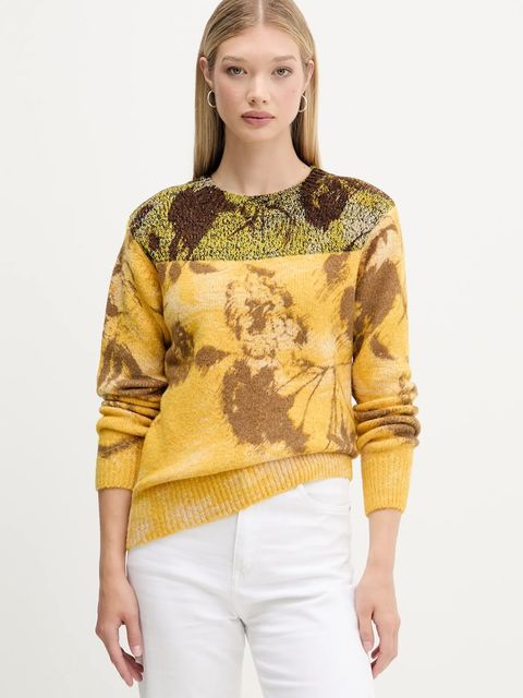Desigual sweter z domieszką wełny ADAK damski kolor żółty lekki 25WWJF30 - zdjęcie produktu nr 1