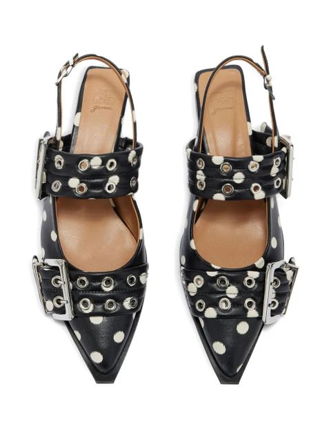GANNI polka-dot buckle pumps - Black