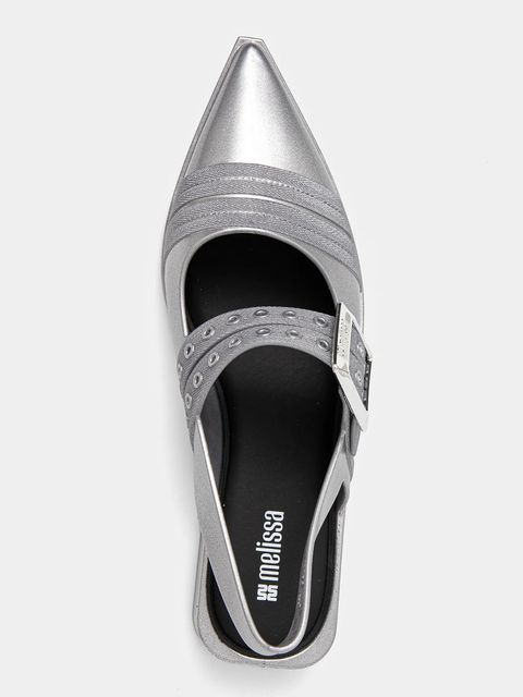Melissa baleriny LYLIKE kolor srebrny z odkrytą piętą M 35973