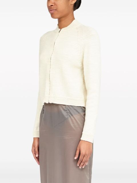 Maison Margiela ribbed-knit wool cropped cardigan - White