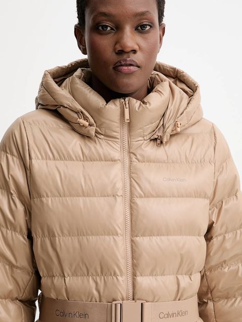 Calvin Klein kurtka kolor beżowy zimowa LV044D542G