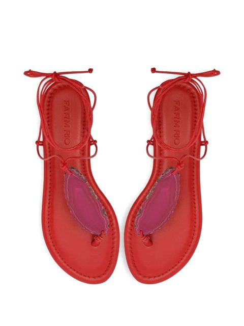 FARM Rio tie stone sandals - Red
