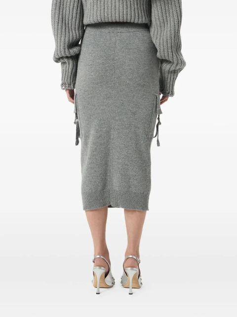 Blumarine cargo-pockets wool midi skirt - Grey