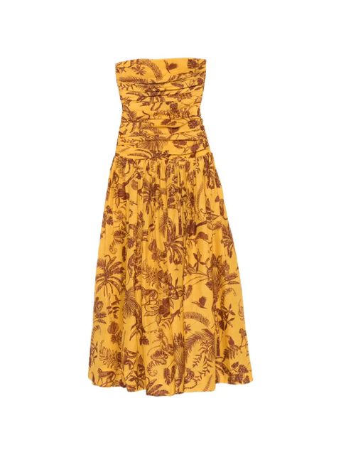 ALEMAIS ruched floral print dress - Yellow - zdjęcie produktu nr 1