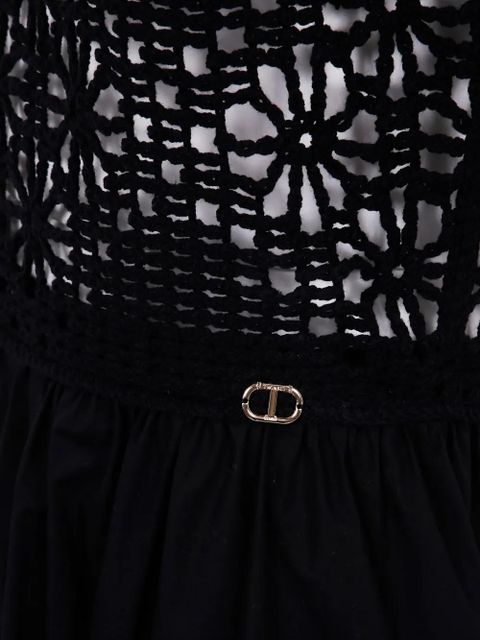 TWINSET crochet-panelled maxi dress - Black