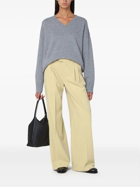 AMI Paris logo-embroidered V-neck sweater - Grey