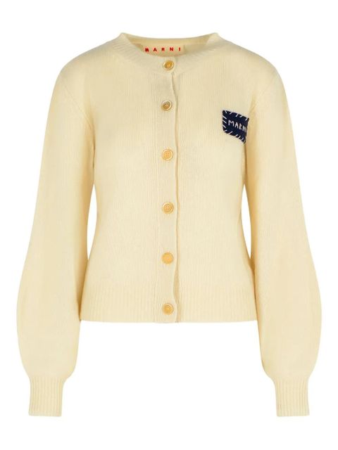 Marni logo-patch ribbed cardigan - Neutrals - zdjęcie produktu nr 1