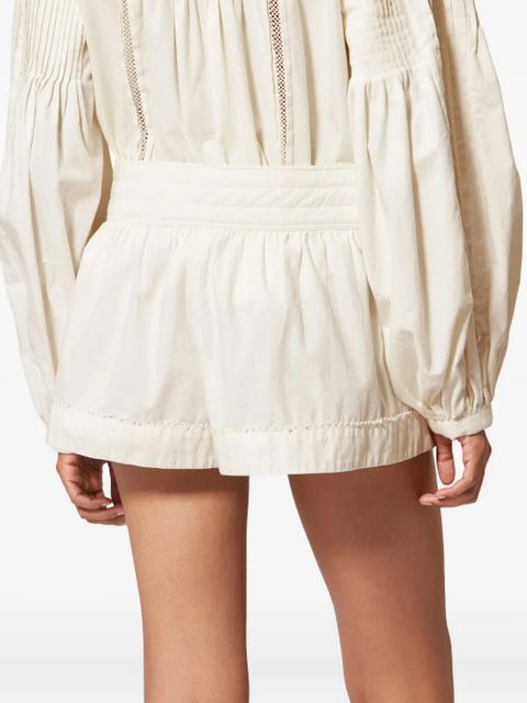 ISABEL MARANT Cybila lace pleated shorts - Neutrals