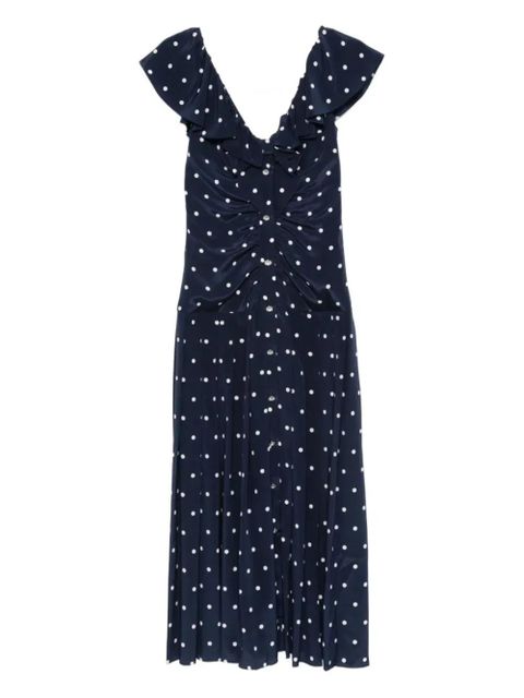 Alessandra Rich polka dot-print ruffled dress - Blue - zdjęcie produktu nr 1