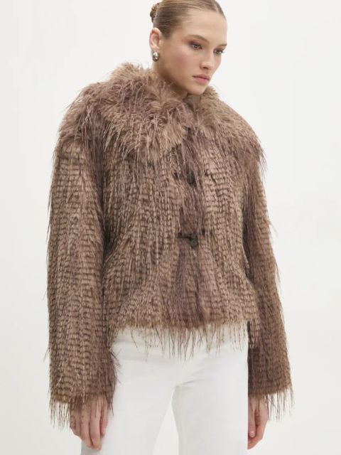 Answear.LAB kurtka damska kolor brązowy przejściowa