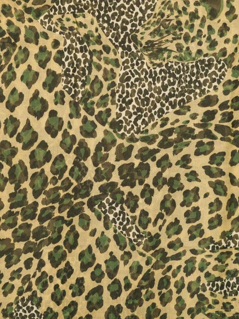 Saint Laurent leopard-print scarf - Green - zdjęcie produktu nr 2