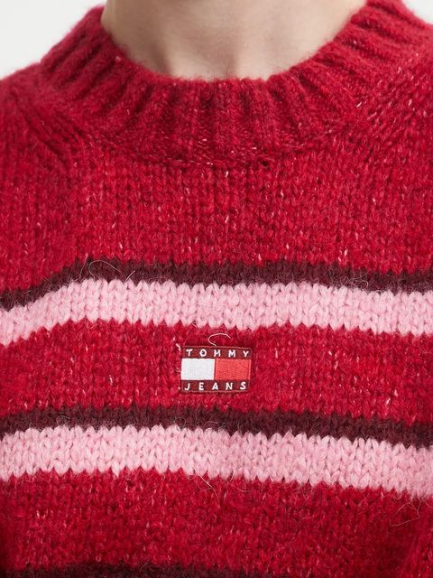 Tommy Jeans sweter z domieszką alpaki damski kolor czerwony DW0DW21679