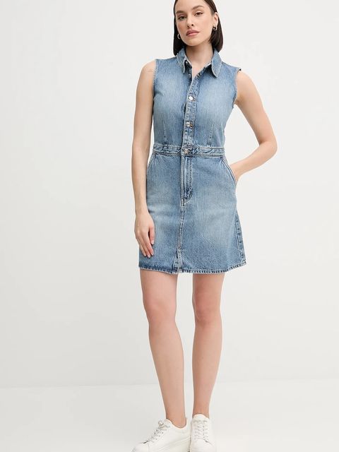 Calvin Klein Jeans sukienka jeansowa kolor niebieski mini dopasowana LV047B074G
