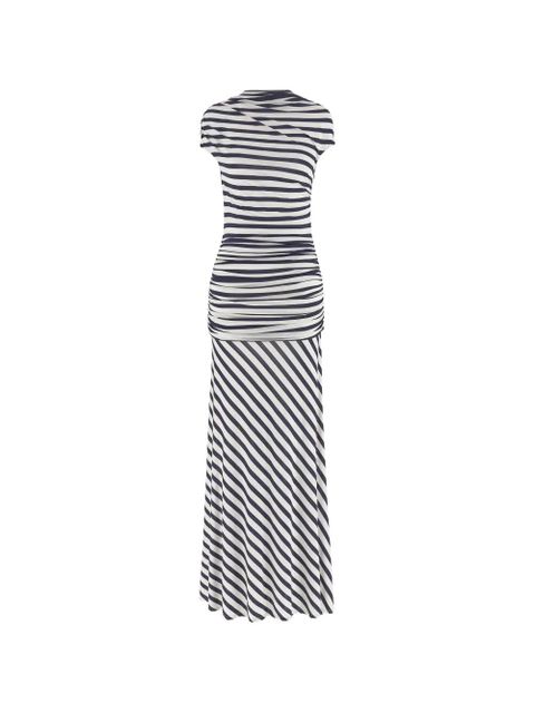 Self-Portrait striped draped maxi dress - White - zdjęcie produktu nr 1