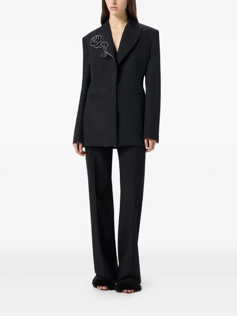 Blumarine embroidered-rose blazer - Black