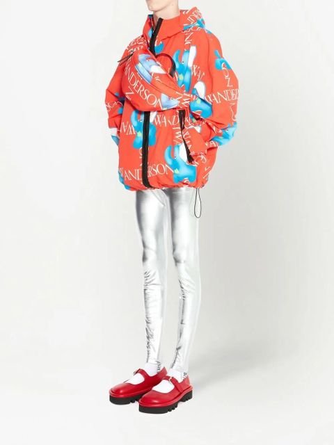 JW Anderson elephant-print oversized hooded jacket - Red