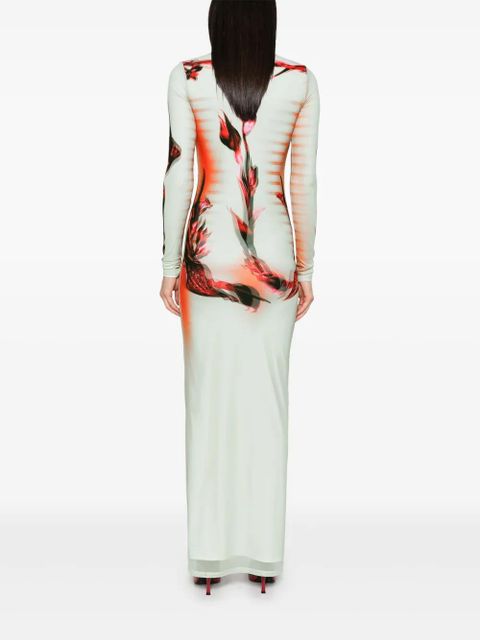 Jean Paul Gaultier double-layered printed maxi dress - Green