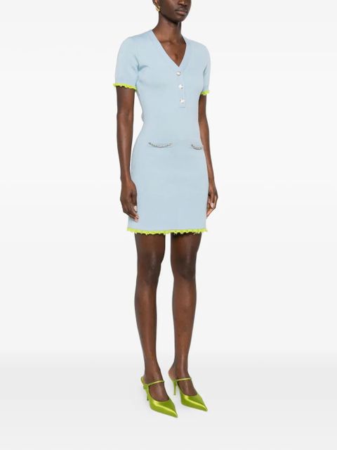 Casablanca pearl-embellishment mini dress - Blue