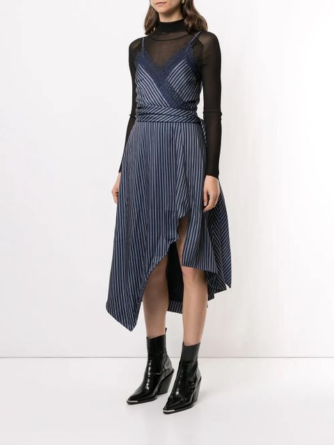 Simkhai Emma asymmetric stripe-print dress - Blue