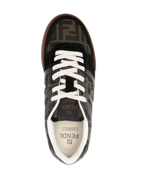 FENDI Zucca-monogram panelled sneakers - Black