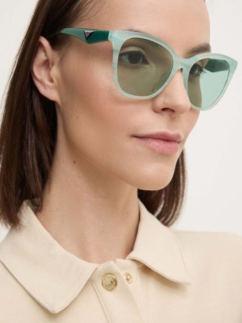 Emporio Armani okulary przeciwsłoneczne damskie kolor turkusowy - zdjęcie produktu nr 1