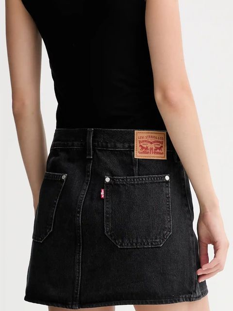 Levi's spódnica jeansowa kolor czarny mini ołówkowa 003RP - zdjęcie produktu nr 2