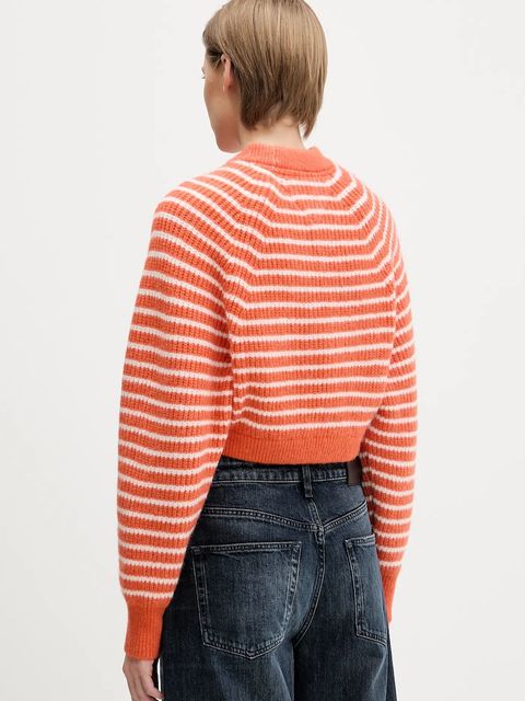 Tommy Jeans sweter z domieszką wełny damski kolor pomarańczowy DW0DW21677