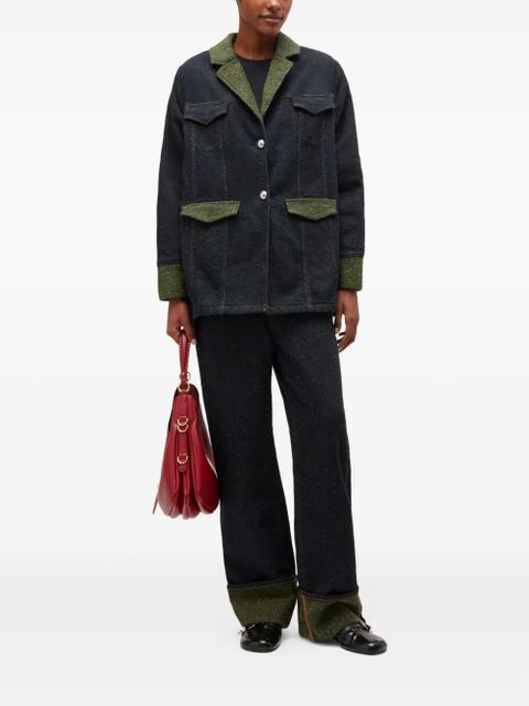 GANNI pocket collared jacket - Blue