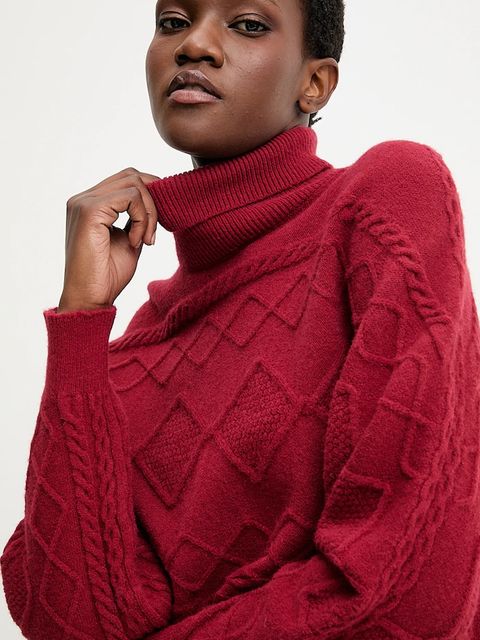 Answear.LAB sweter z kaszmirem damski kolor czerwony ciepły z golfem