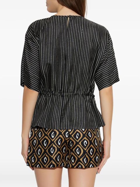Max Mara striped drawstring top - Black