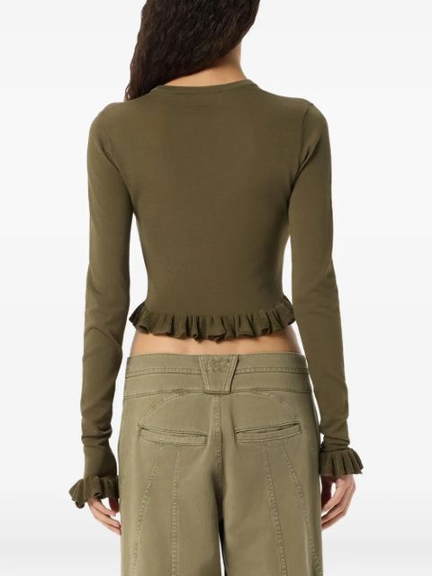 Blumarine ruffled-sleeve cardigan - Green