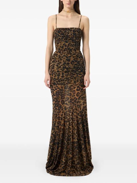 Blumarine leopard-print ruched gown - Brown - zdjęcie produktu nr 2