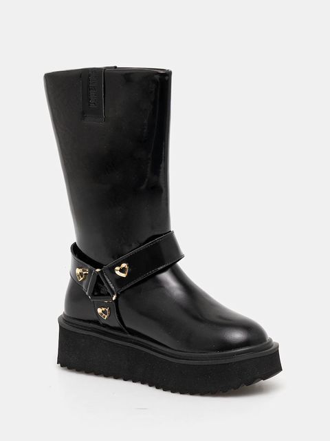 Love Moschino botki skórzane damskie kolor czarny na platformie JA24476I0NJD0000 - zdjęcie produktu nr 1