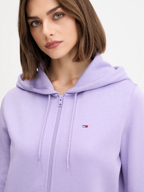 Tommy Jeans bluza damska kolor fioletowy z kapturem gładka DW0DW19729