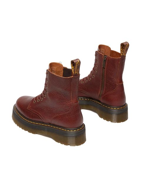 Dr. Martens workery skórzane Jadon damskie kolor bordowy na platformie DM41324200