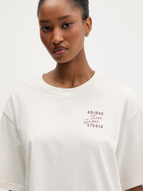 adidas t-shirt bawełniany damski kolor beżowy KT3275