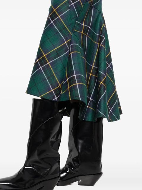 Alexander McQueen kickback-detail plaid skirt - Blue