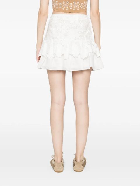 SANDRO floral ruffled mini skirt - White