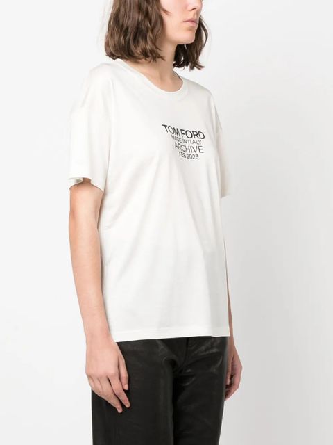 TOM FORD logo-print silk T-shirt - White