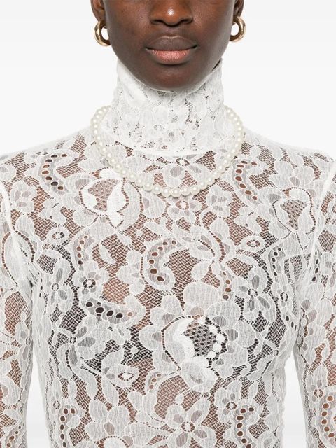 Valentino Garavani rebrodé lace bodysuit - White