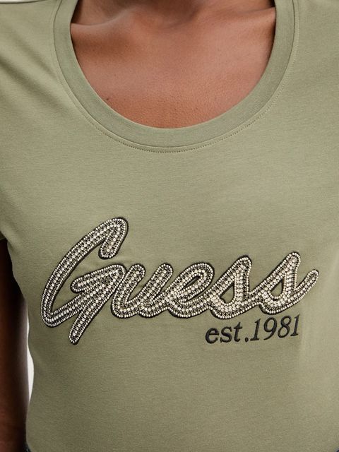 Guess t-shirt damski kolor zielony W5YI16 J1314