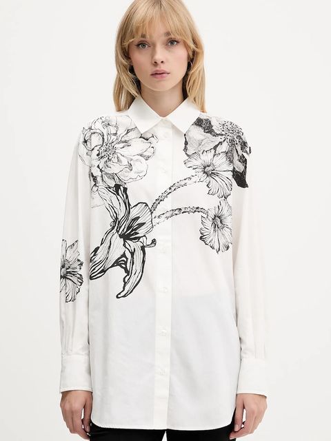 Desigual koszula bawełniana BYN LACROIX damska kolor biały relaxed z kołnierzykiem klasycznym 25WWCW07 - zdjęcie produktu nr 1