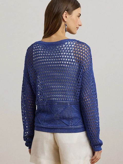 Lauren Ralph Lauren sweter lniany damski kolor niebieski 200971146 - zdjęcie produktu nr 2