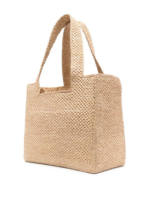 LOEWE embroidered-logo raffia tote bag - Neutrals