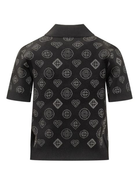 Casablanca jacquard buttoned polo shirt - Black - zdjęcie produktu nr 2