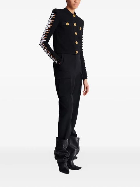 Balmain cut-out sleeve buttoned cardigan - Black - zdjęcie produktu nr 2