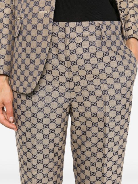Gucci GG-embroidered canvas tailored trousers - Neutrals