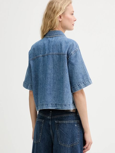 Rag & Bone koszula jeansowa damska kolor niebieski relaxed z kołnierzykiem klasycznym WDD25PA001UFRI