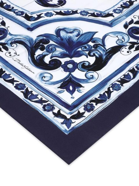 Dolce & Gabbana Majolica-print twill scarf - Blue - zdjęcie produktu nr 2
