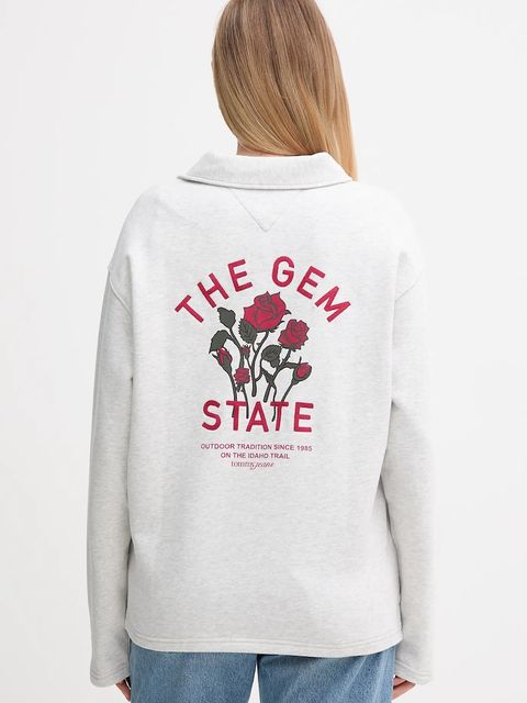 Tommy Jeans bluza bawełniana damska kolor szary gładka DW0DW22182